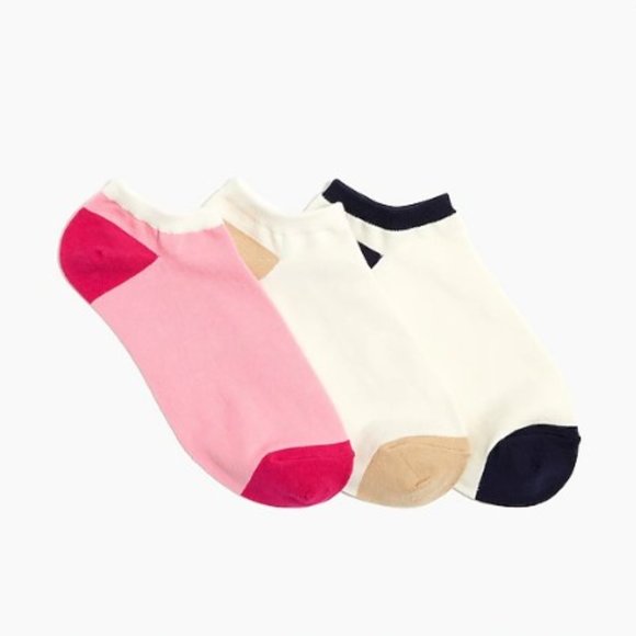 J.Crew Factory Women's Ankle Socks Set of 3 Pink Navy Ivory One Size - Picture 1 of 5